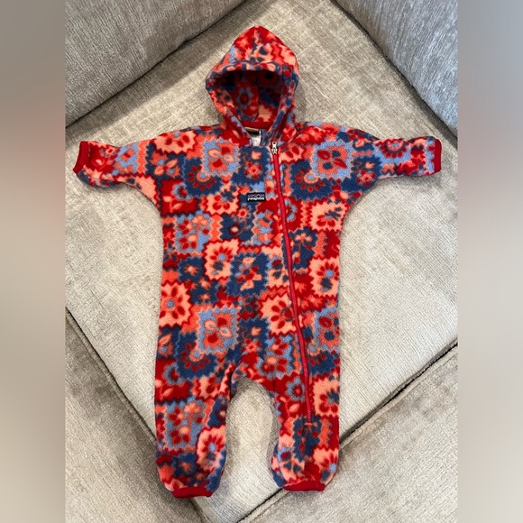 Patagonia Fleece Floral Bunting With Hood Front Zipper Closure Cozy - Picture 2 of 11